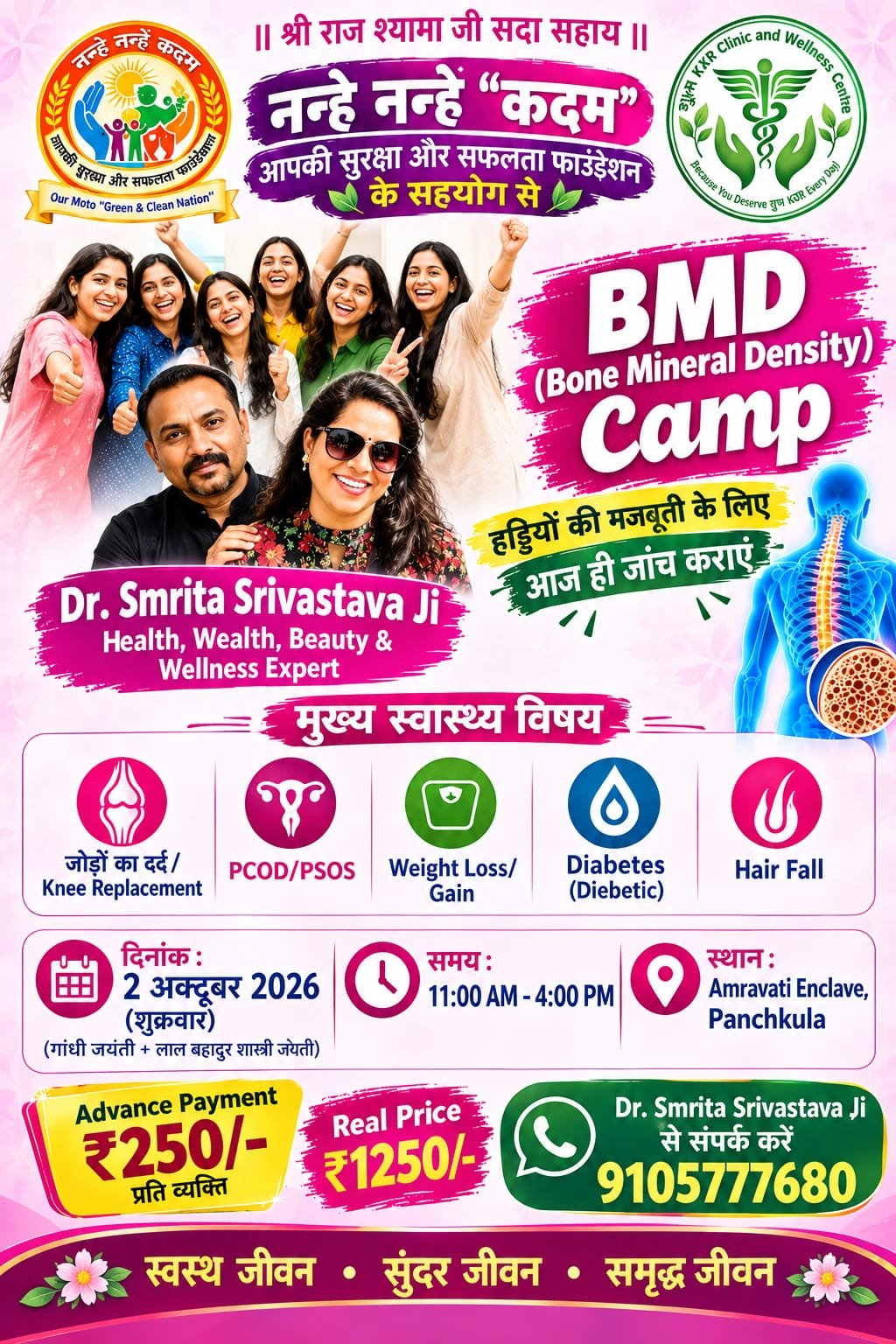 हड्डियों की जांच का विशेष अवसर: पंचकूला में 2 अक्टूबर को BMD कैंप, ₹250 में टेस्ट